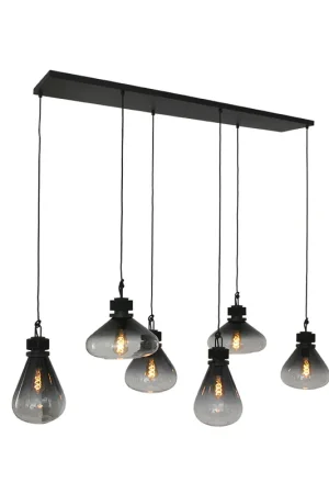 Dagaanbieding Retro zwarte metalen glazen hanglamp Steinhauer Flere