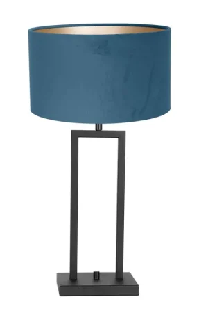 Lage Prijs Blauwe schemerlamp met zwarte voet Steinhauer Stang