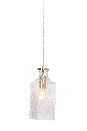 Hanglamp messing/glas flesvormige kap Mexlite Grazio glass Tijdelijk Beschikbaar