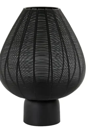 Rustieke ronde zwarte tafellamp Light & Living Suneko Tijdelijk Beschikbaar