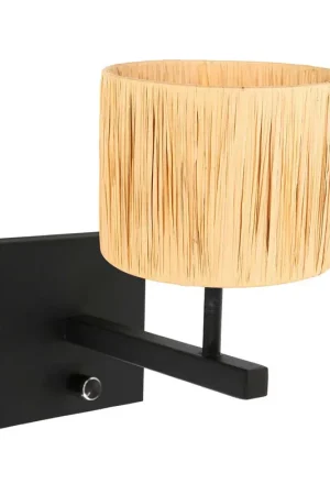 Strakke wandlamp zwart met ronde kap Steinhauer Stang Must-Have