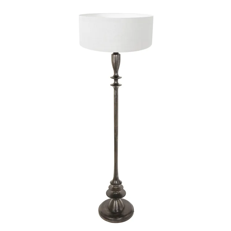 Klassieke zwarte vloerlamp witte lampenkap Steinhauer Bois Laatste Kans
