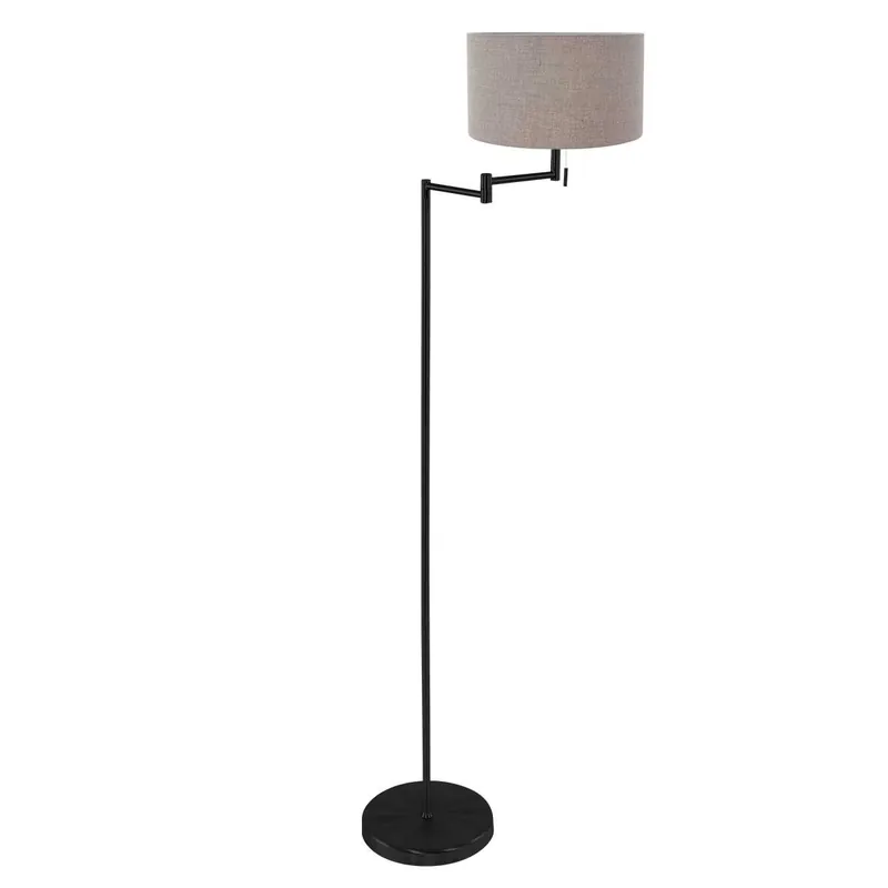 Gratis Retour Vloerlamp zwart en modern met grijze lampenkap Mexlite Bella