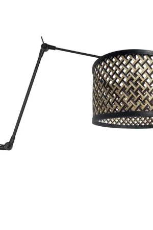 Snelle Levering Moderne zwarte wandlamp met rieten kap Steinhauer Prestige chic