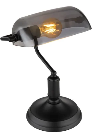 Speciale Aanbieding Metalen glazen moderne zwarte tafellamp Globo Antique