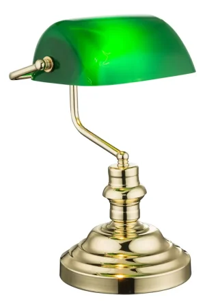 Groene klassieke tafellamp messing Globo Antique Weekendaanbieding