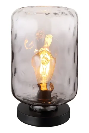 Zwarte glazen metalen moderne tafellamp Globo Darina Gratis Verzending