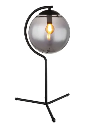 Moderne zwarte glazen metalen tafellamp Globo Porry Tijdelijk Beschikbaar
