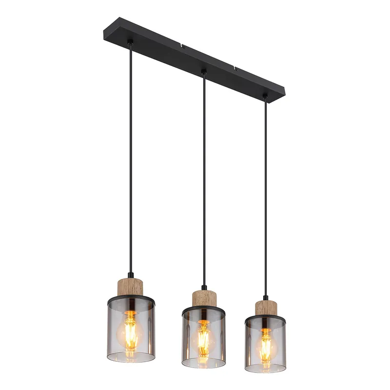 Nu Kopen Metalen-glazen klassieke zwarte hanglamp Globo Reid