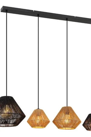 Hanglamp bohemian zwart metaal touw Globo Houdini Shop Nu