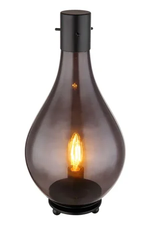 Bestel Nu Zwart glazen moderne metalen tafellamp Globo Oskus