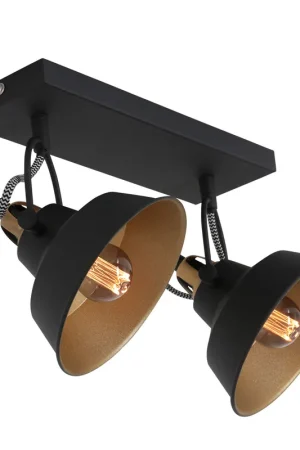 Zwarte industriële tweelichts verstelbare wandlamp Mexlite Nove Favoriet