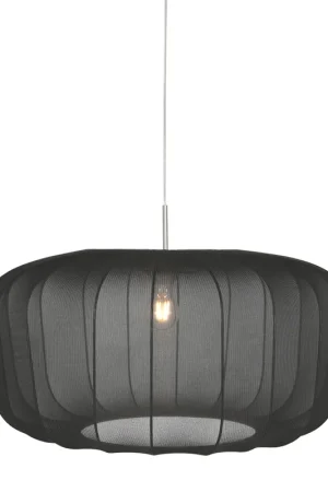 Staalkleurige pendel met grote zwarte kap Steinhauer Sparkled Light Premium