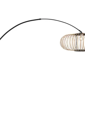 Wandbooglamp met open bamboe kap en zwarte arm Steinhauer Sparkled Light Tijdelijk Beschikbaar