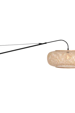 Zwarte diepe wandlamp met naturel kap Steinhauer Elegant Classy Favoriet