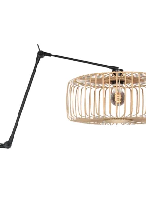 Knikbare zwarte wandlamp bamboe kap Steinhauer Prestige Chic Direct Verzonden