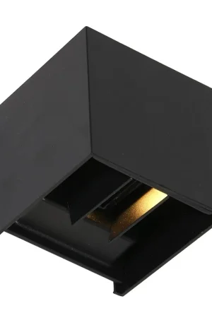 Beste Prijs Buitenlamp wand 2-lichts Logan 2x3w zwart met schemerschakelaar