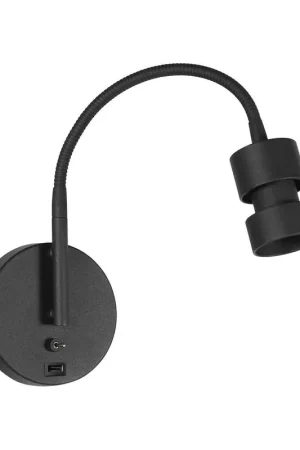 Flitsaanbieding Zwarte wandlamp Upround 3517ZW + USB-A  exclusief lichtbron