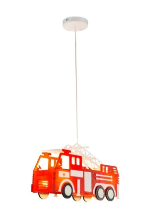 Kleurige kinderkamer hanglamp met brandweermotief Kita Express Levering
