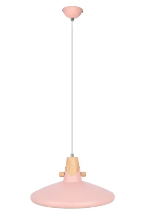 Beperkte Voorraad Roze metalen hanglamp met houten accenten Carin