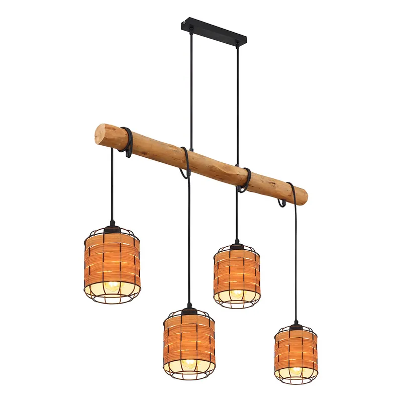 Koopje Landelijke zwarte metalen hanglamp Globo Elmar