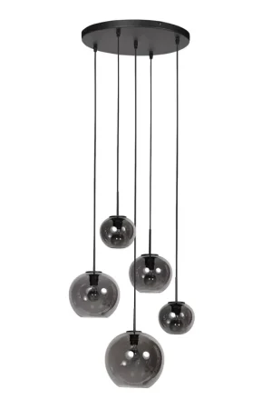 HaloSwap 4281ZW – Zwarte hanglamp met smoke glas in speels design Superprijs