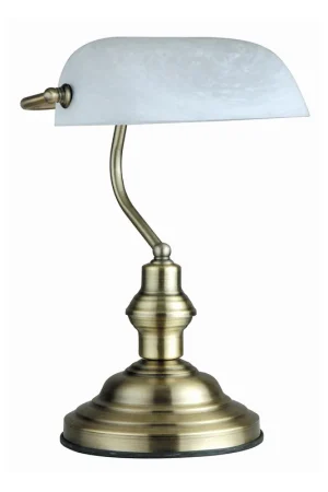 Uitverkoop Messing witte metalen klassieke tafellamp Globo Antique