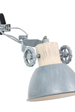 Betrouwbaar Industriële wandlamp Gearwood 1-lichts beton grijs met hout