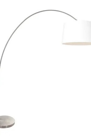 Booglamp Solva 3917ST met een wit grof linnen lampenkap Express Levering