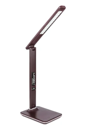 Tafellamp bruin leerlook info-display Globo Tanna Aanbieding