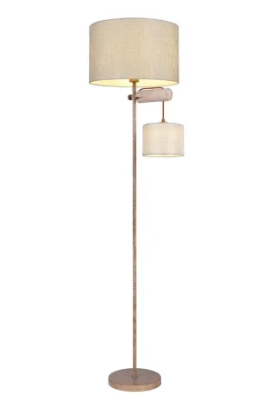 2-kap klassieke bruine vloerlamp Globo Lenni Goedkoop
