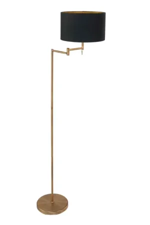 Bronskleurige vloerlamp Bella 3874BR zwarte lampenkap met goudkleurige binnenkant Goedkoop