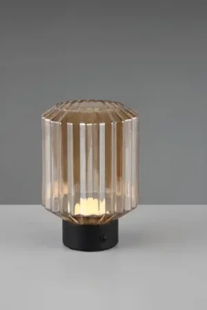Laatste Versie Oplaadbare tafellamp Lord zwart met amber glas