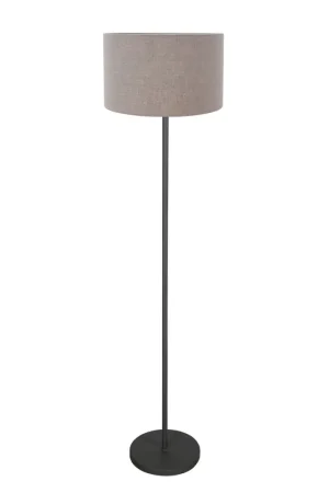 Vloerlamp Noor 4444ZW – Mat zwart met taupe linnen kap Korting