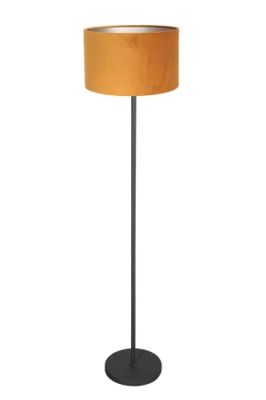 Vloerlamp Noor 4442ZW – Mat zwart met gouden velours kap Favoriet