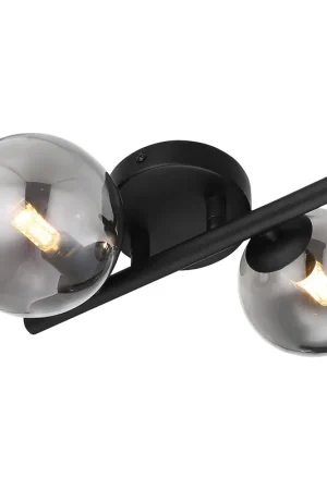 Ronde wandlamp zwart 2-rookglasbol Globo Riha Nu Kopen