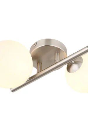 Meest Verkocht Runde nikkelen wandlamp 2-opaalglaskap Globo Riha