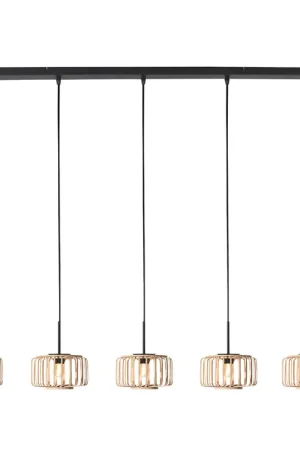 Hanglamp HaloSwap 4527ZW – natuurlijke eenvoud met vijf bamboekappen Exclusieve Aanbieding