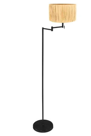 Beste Prijs Vloerlamp Bella 3885ZW met beige-gele gevlochten gras kap