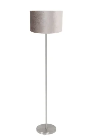 Dagaanbieding Vloerlamp Noor 4430ST – Geborsteld staal met grijze velours kap
