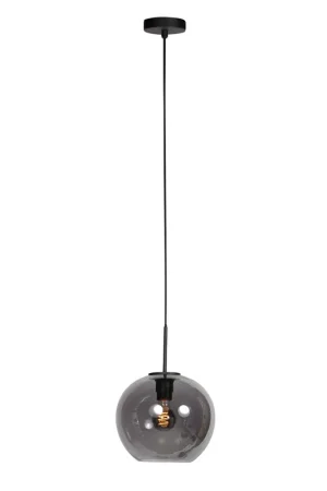 HaloSwap 4293ZW – Zwarte hanglamp met bolvormig smoke glas van Ø25 cm Speciale Aanbieding
