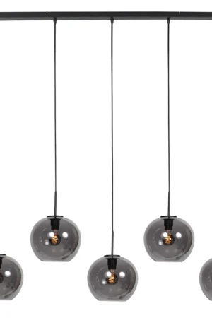 Flitsaanbieding HaloSwap 4285ZW – Zwarte langwerpige hanglamp met stijlvolle smoke glazen