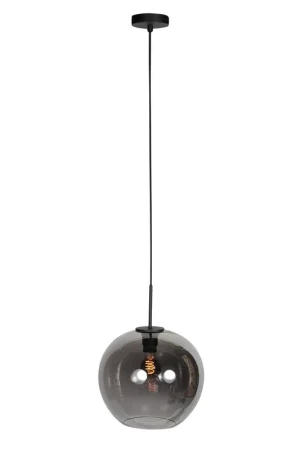HaloSwap 4294ZW – Zwarte hanglamp met bolvormig smoke glas van Ø30 cm Veilige Betaling
