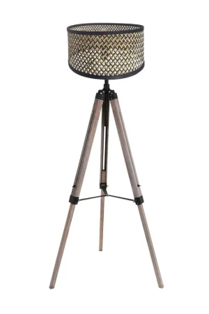 Fabrieksprijs Vloerlamp Triek 4098ZW driepoot met een gevlochten bamboe kap