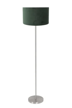 Vloerlamp Noor 4434ST – Geborsteld staal met groene velours kap Lage Prijs