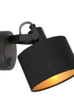 Veilige Betaling Wandlamp Ornoir + kap zwart goud