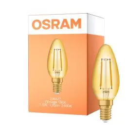 Direct Verzonden Osram Vintage 1906 LED E14 Kaars Filament Goud 1.5W 120lm - 824 Zeer Warm Wit | Vervangt 15W