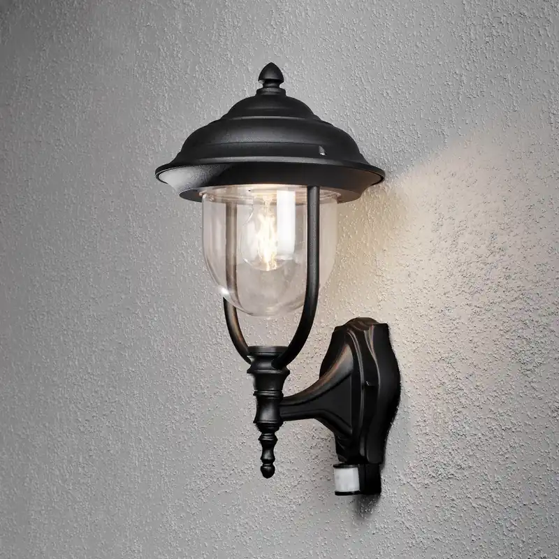 Parma 230V wandarmatuur opwaarts met bewegingsmelder 49cm, E27 max 1x 75W Populair