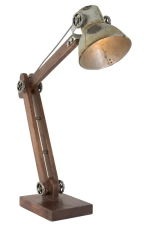 Stoere houten bureaulamp Light & Living Ekerd staal Beperkt Aanbod