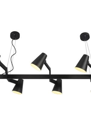 Langwerpige zwarte 6-lichts hanglamp It's About RoMi Biarritz Rechtstreeks Van De Fabrikant